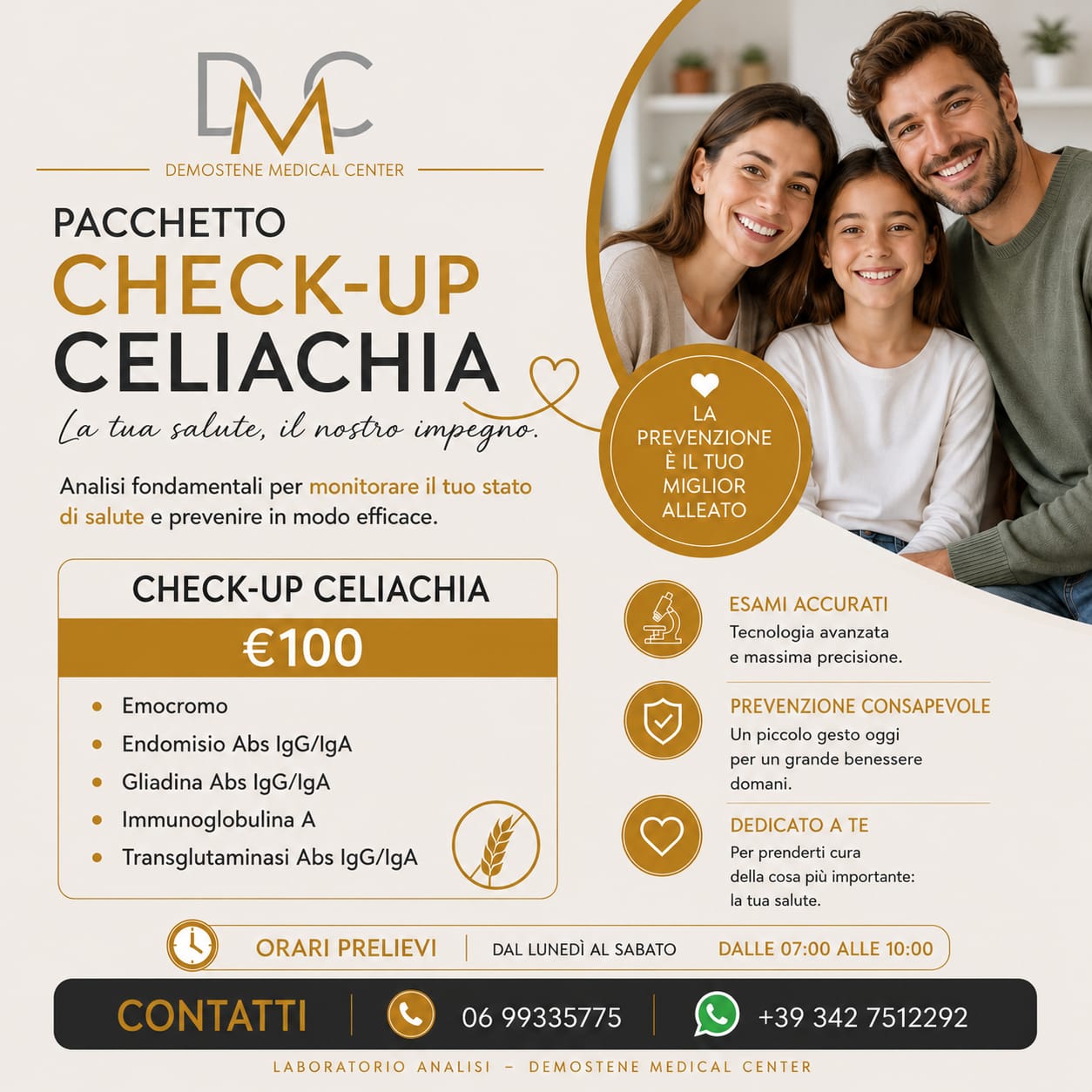 Pacchetto Check-up celiachia del Demostene Medical Center