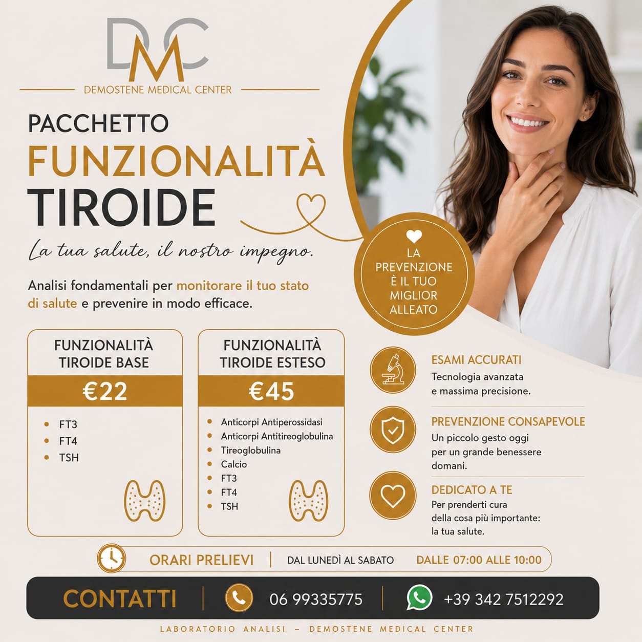 Pacchetto Funzionalità tiroide base ed esteso del Demostene Medical Center