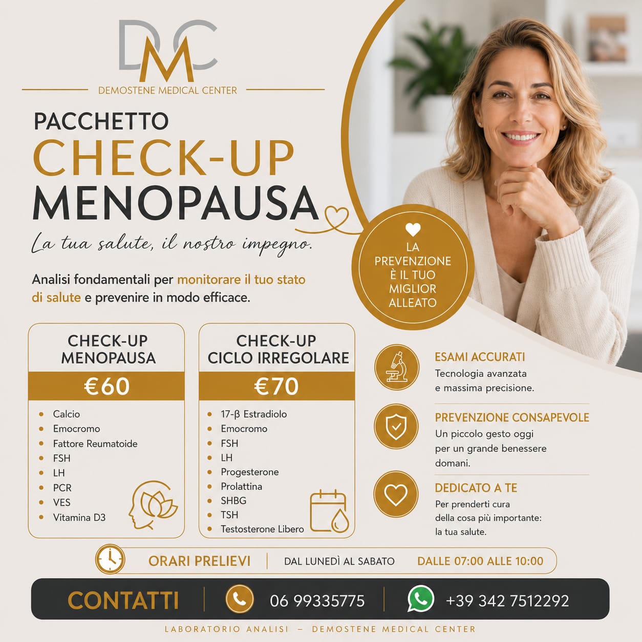 Pacchetti Check-up menopausa e ciclo irregolare del Demostene Medical Center