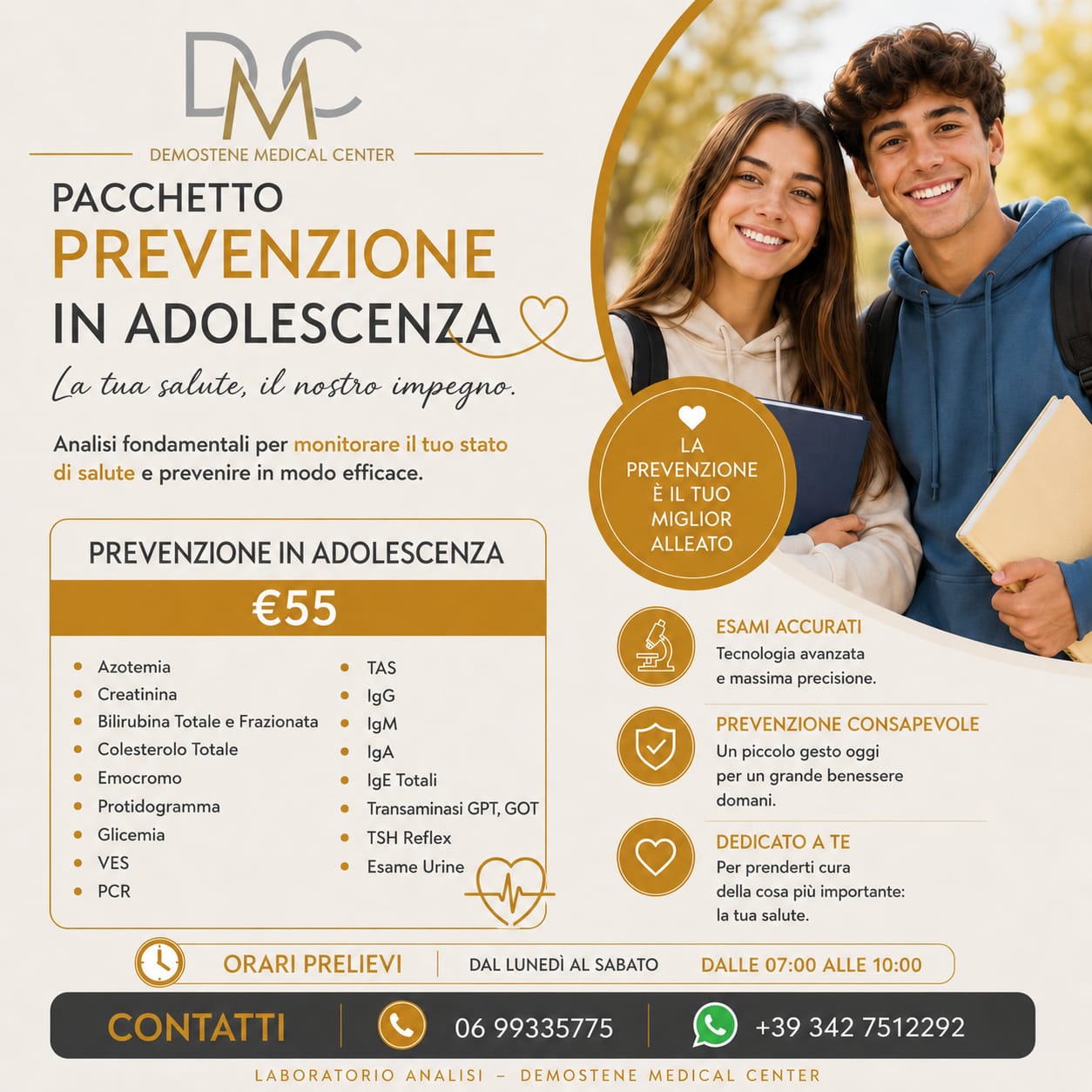 Pacchetto Prevenzione in adolescenza del Demostene Medical Center
