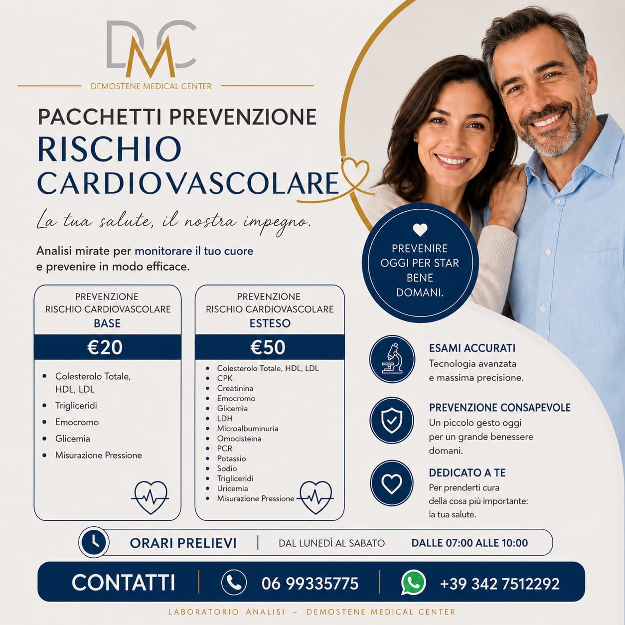 Pacchetti Prevenzione rischio cardiovascolare base ed esteso del Demostene Medical Center
